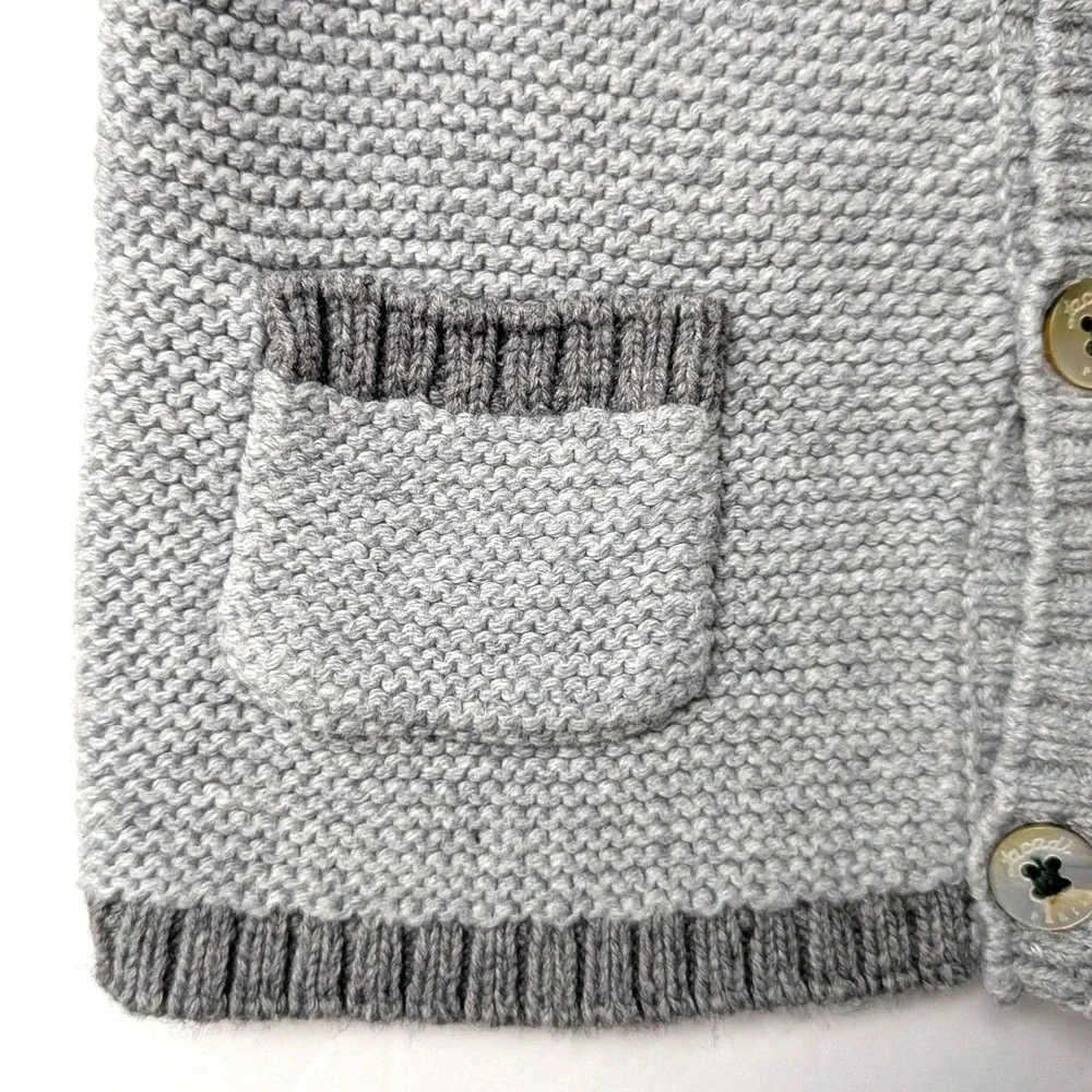 Jacadi Paris Gray Knit Cardigan Cotton Cashmere Sweater Pockets Baby Gift 1M